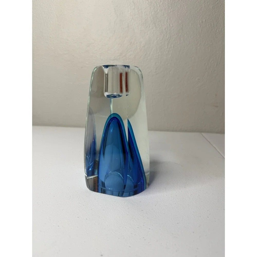Flavio POLI MURANO Glass Sommerso VASE CANDLE HOLDER Combo Mid Century EUC